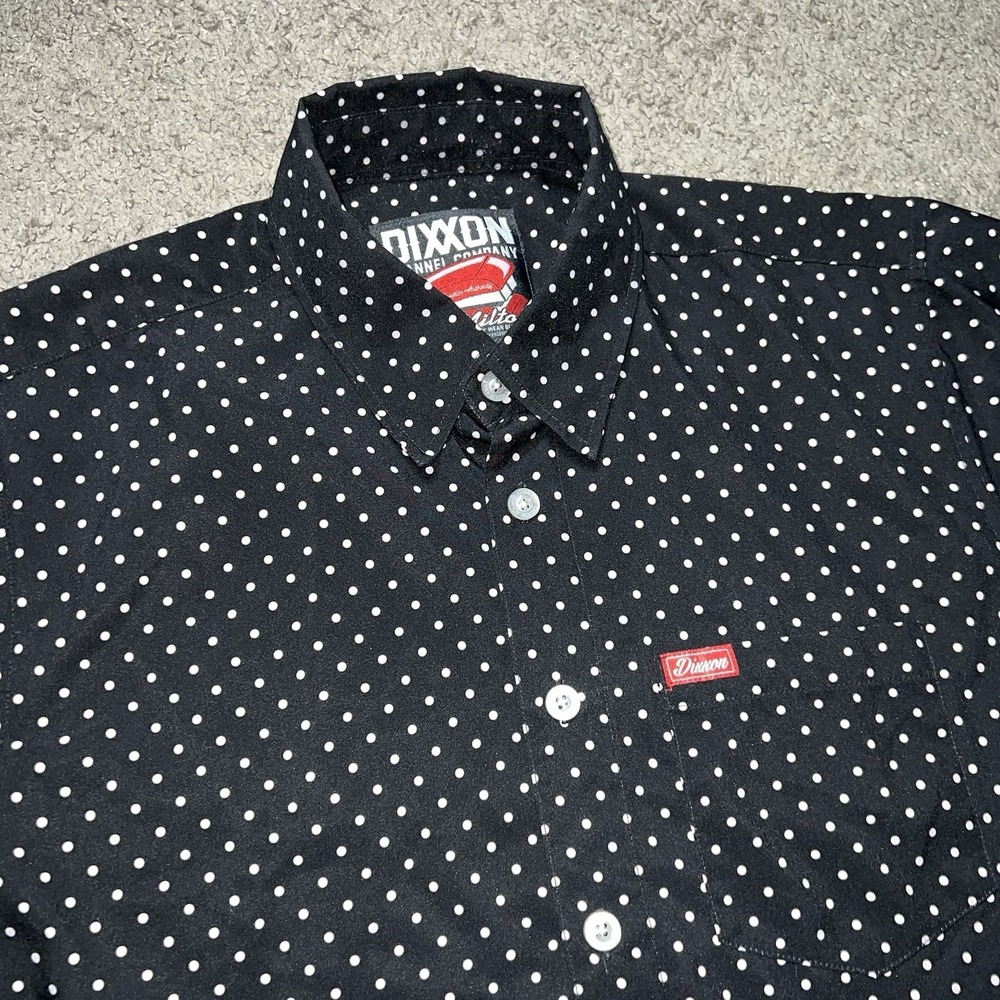 Dixxon Shirt Mens Medium Black the Milton Polka Dots Biker Riding Preppy